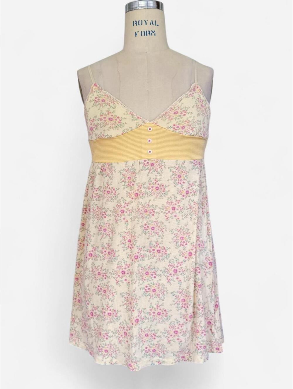 Old Navy Y2K Floral Babydoll Mini Dress in Cream